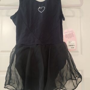 Freestyle Black Skater Leotard Dress with Heart Detail